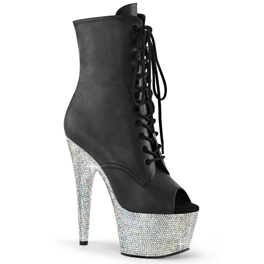 Women's Pleaser Bejeweled-1021-7 Ankle Boots Silver | 078PCFTJV