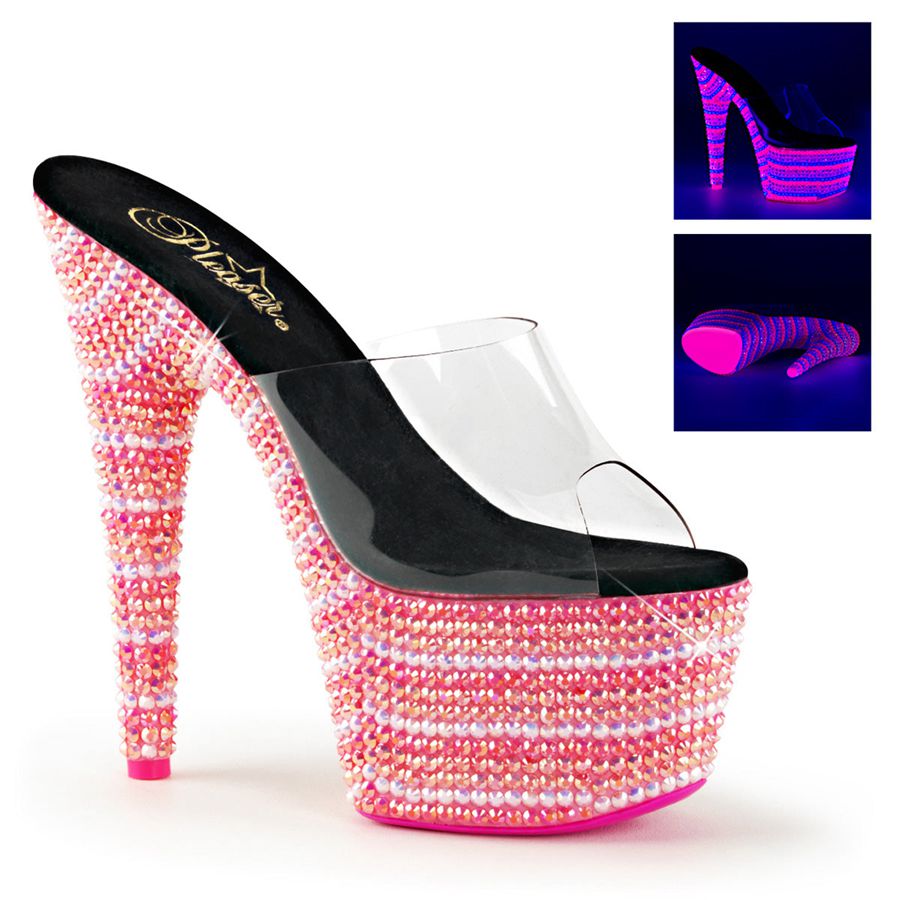 Women's Pleaser Bejeweled-701UV Platform Sandals Pink | 156RNIZKG