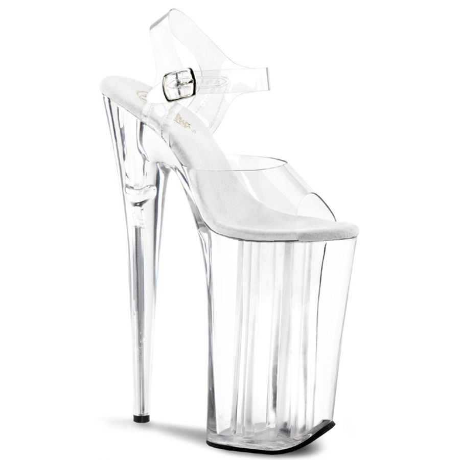 Women's Pleaser Beyond-008 Ankle Strap Sandals White | 024WVNGIP