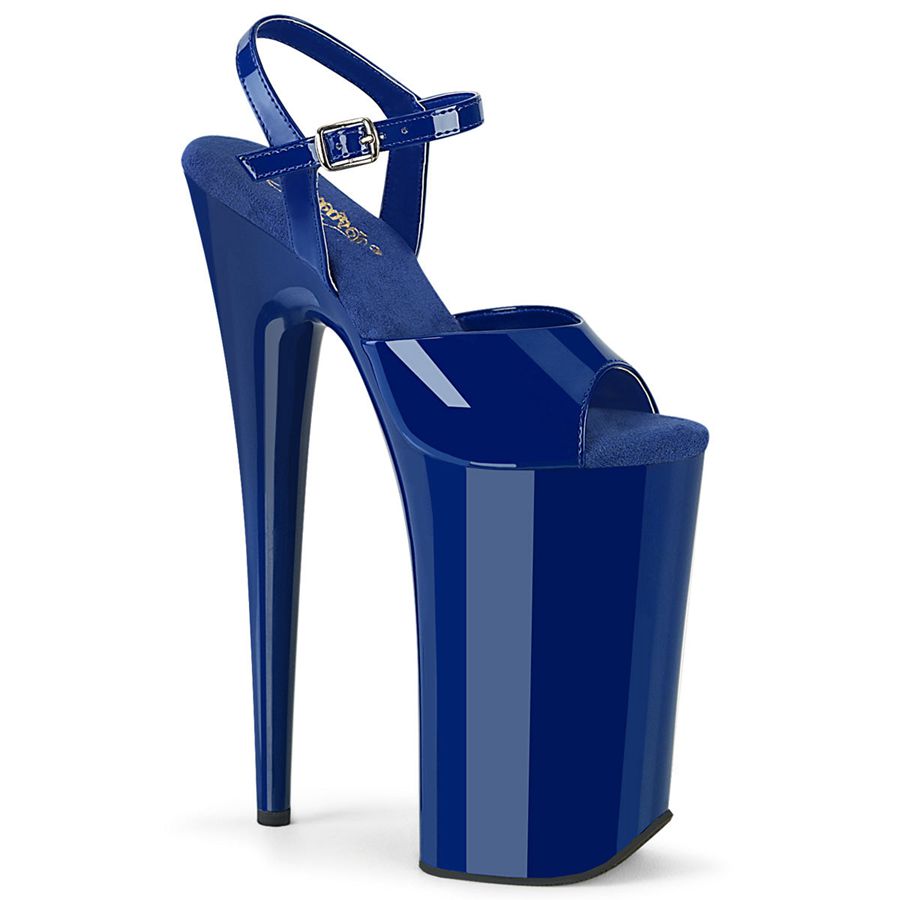 Women's Pleaser Beyond-009 Ankle Strap Sandals Navy | 093RCFQBH