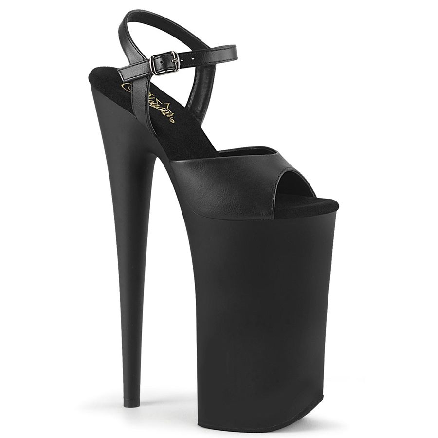 Women's Pleaser Beyond-009 Ankle Strap Sandals Black | 450AJVLRK