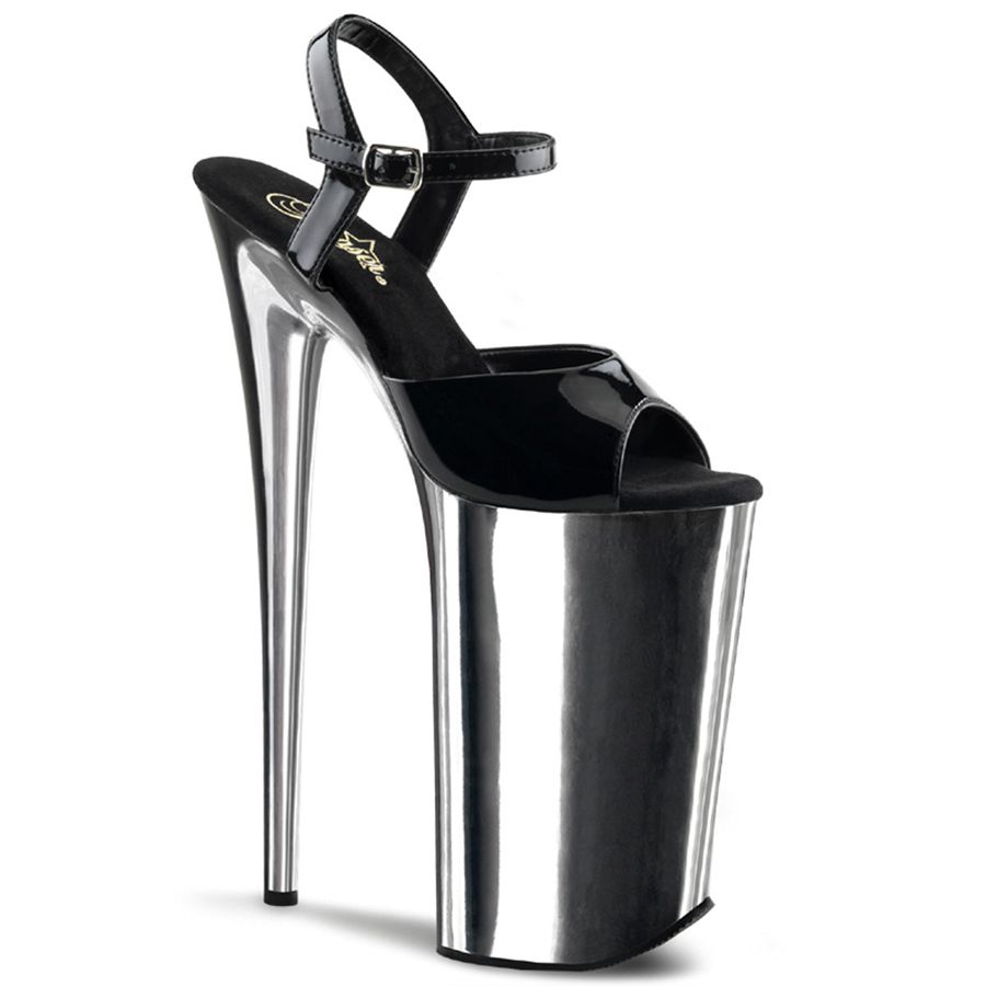 Women's Pleaser Beyond-009 Ankle Strap Sandals Silver | 452NQIRKJ