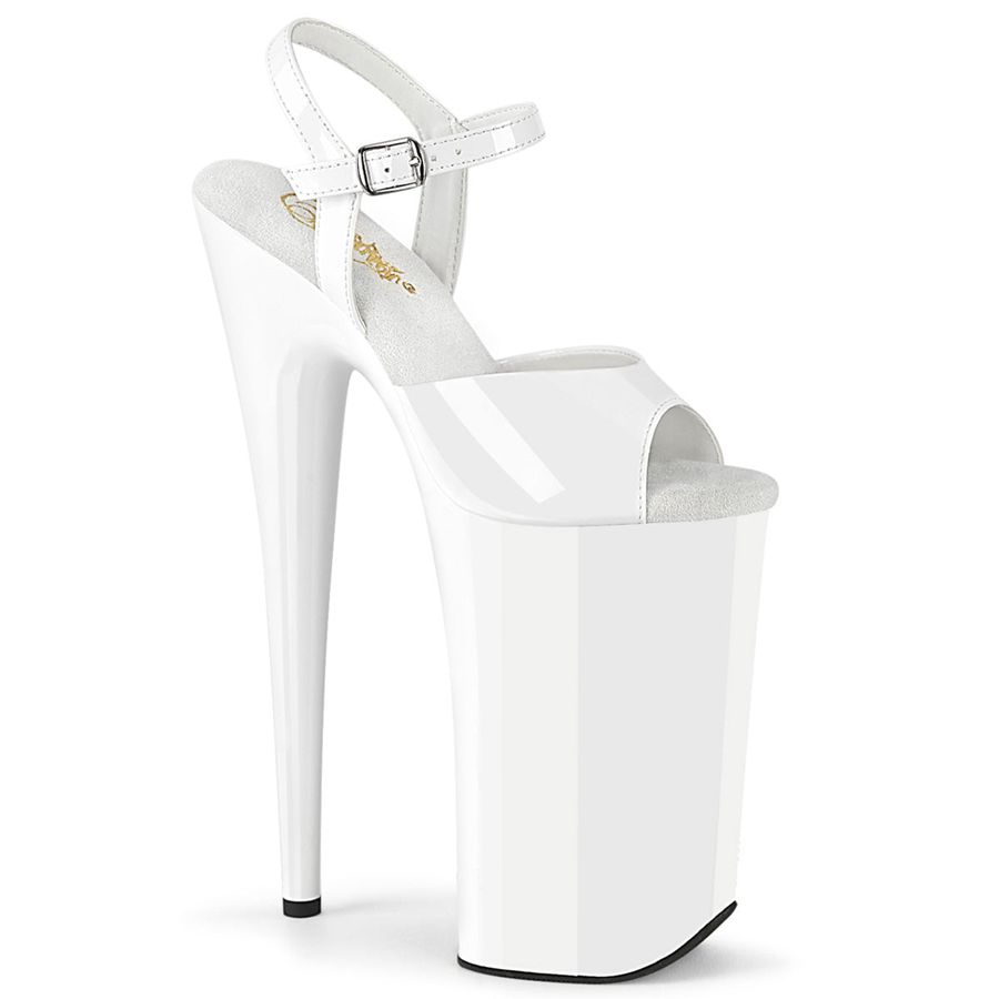 Women's Pleaser Beyond-009 Ankle Strap Sandals White | 712QFKPGD