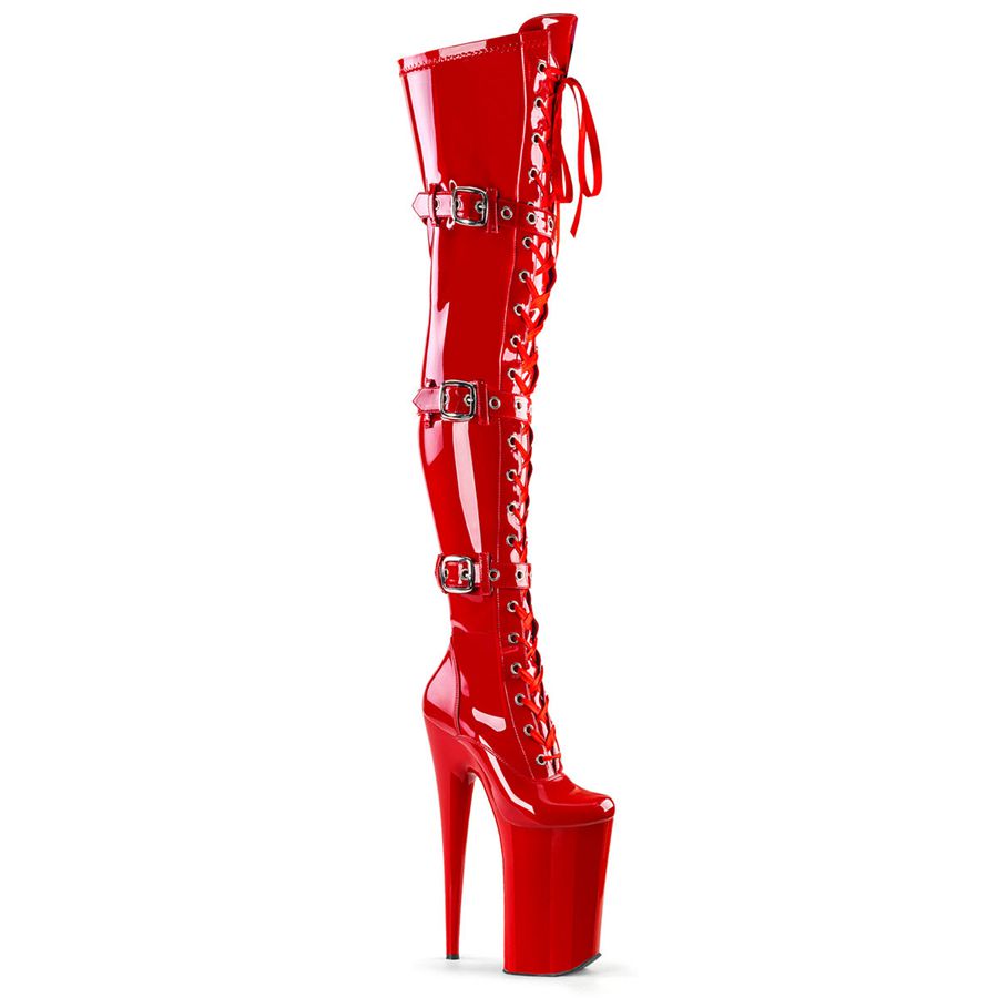 Women's Pleaser Beyond-3028 Thigh High Boots Red | 412HVMYNG