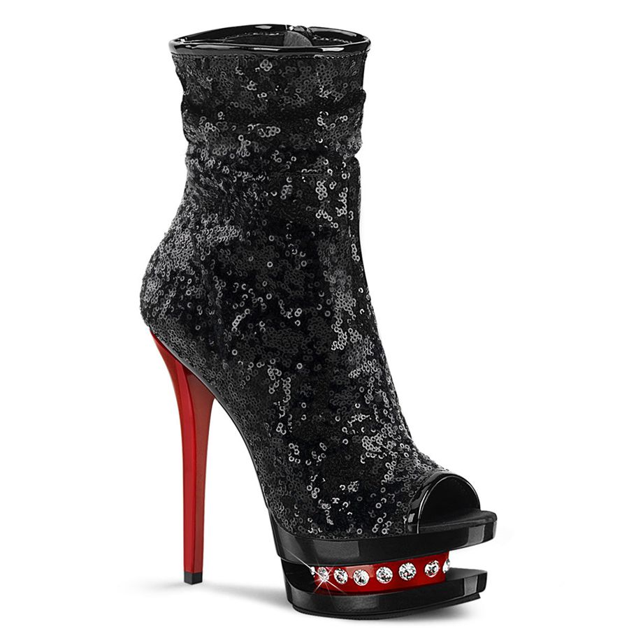 Women's Pleaser Blondie-R-1008 Ankle Boots Black Red | 758LZNVUQ