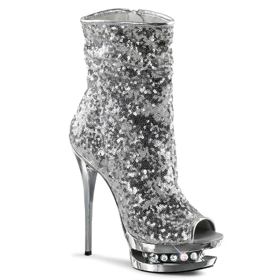 Women's Pleaser Blondie-R-1008 Ankle Boots Silver | 895MGBYHT