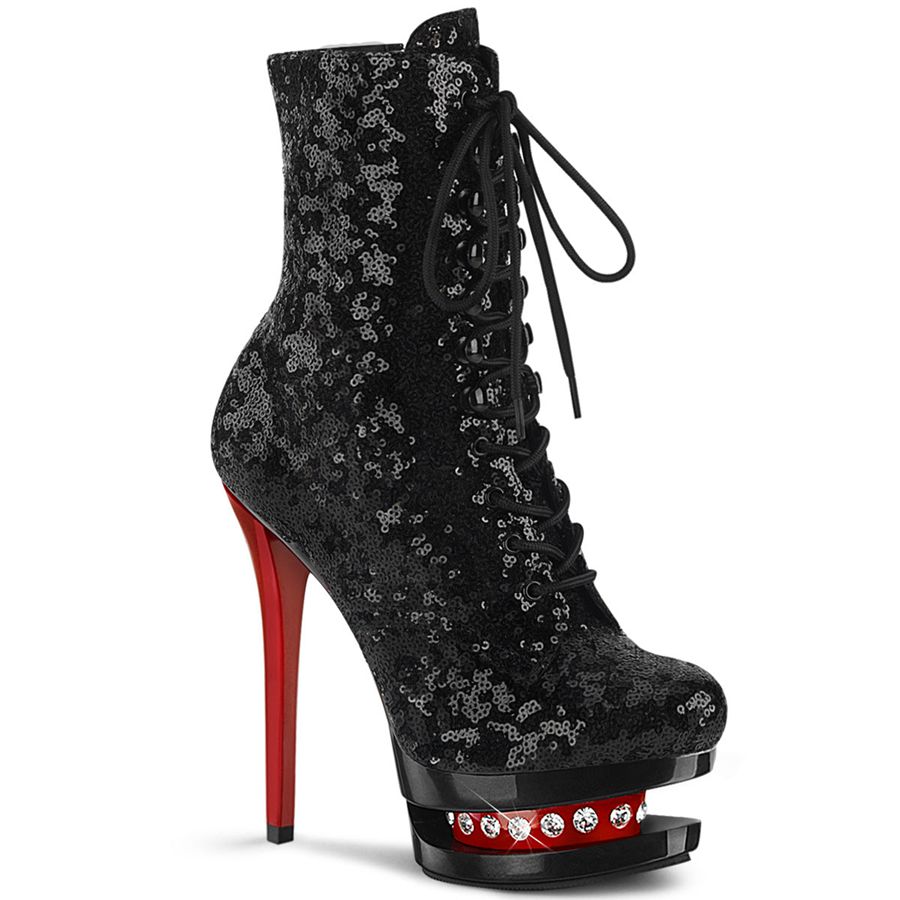 Women's Pleaser Blondie-R-1020 Ankle Boots Black Red | 348KQDSXB