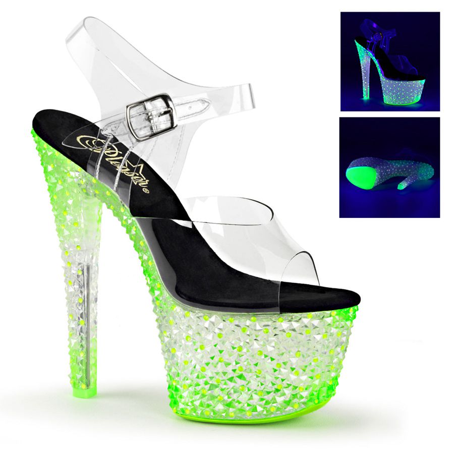 Women's Pleaser Crystalize-308PS Ankle Strap Sandals Green | 028XOURGW