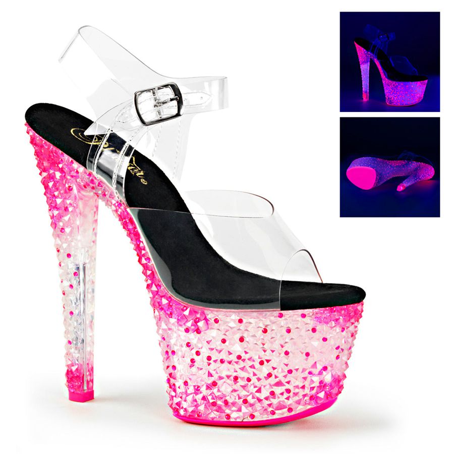 Women's Pleaser Crystalize-308PS Ankle Strap Sandals Pink | 347QFBEPV