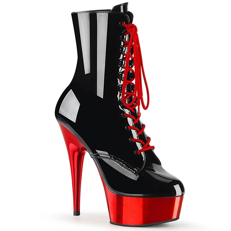 Women's Pleaser Delight-1020 Ankle Boots Black Red | 239YDUKLA