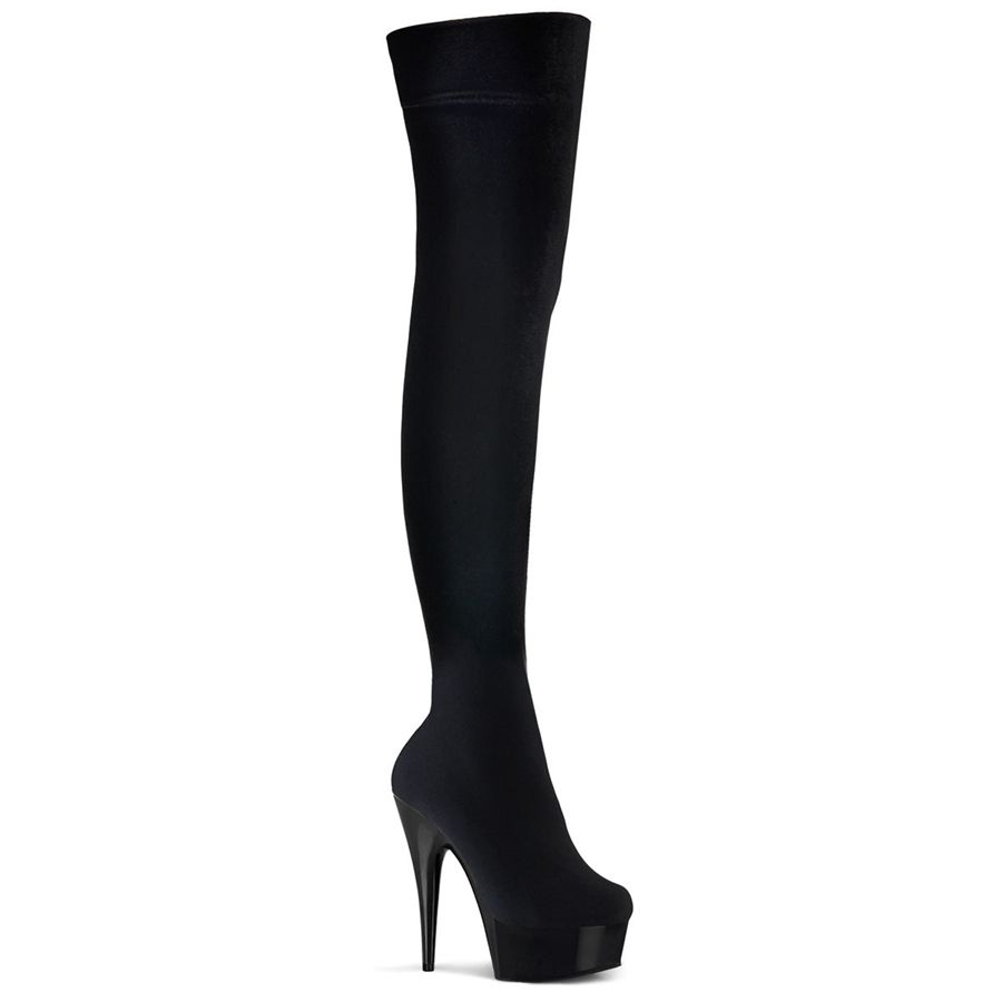 Women's Pleaser Delight-3002 Thigh High Boots Black | 065FYGJEV