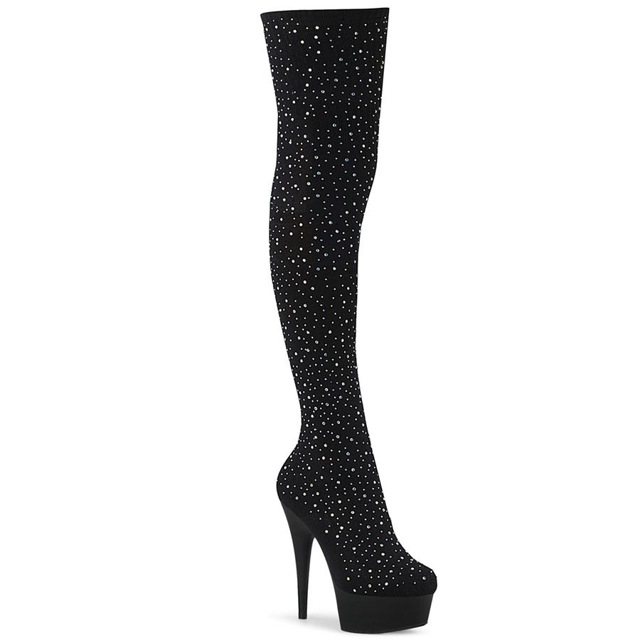 Women's Pleaser Delight-3002 Thigh High Boots Black | 978VXAJNR