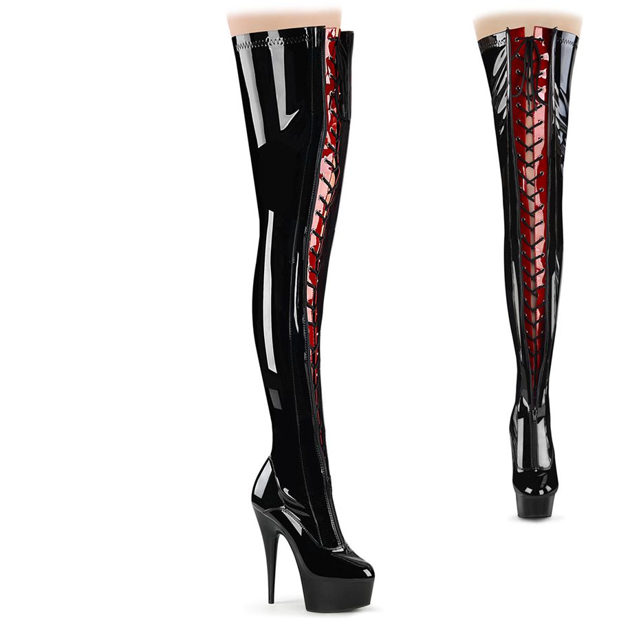 Women's Pleaser Delight-3027 Thigh High Boots Black | 912VJSWYF