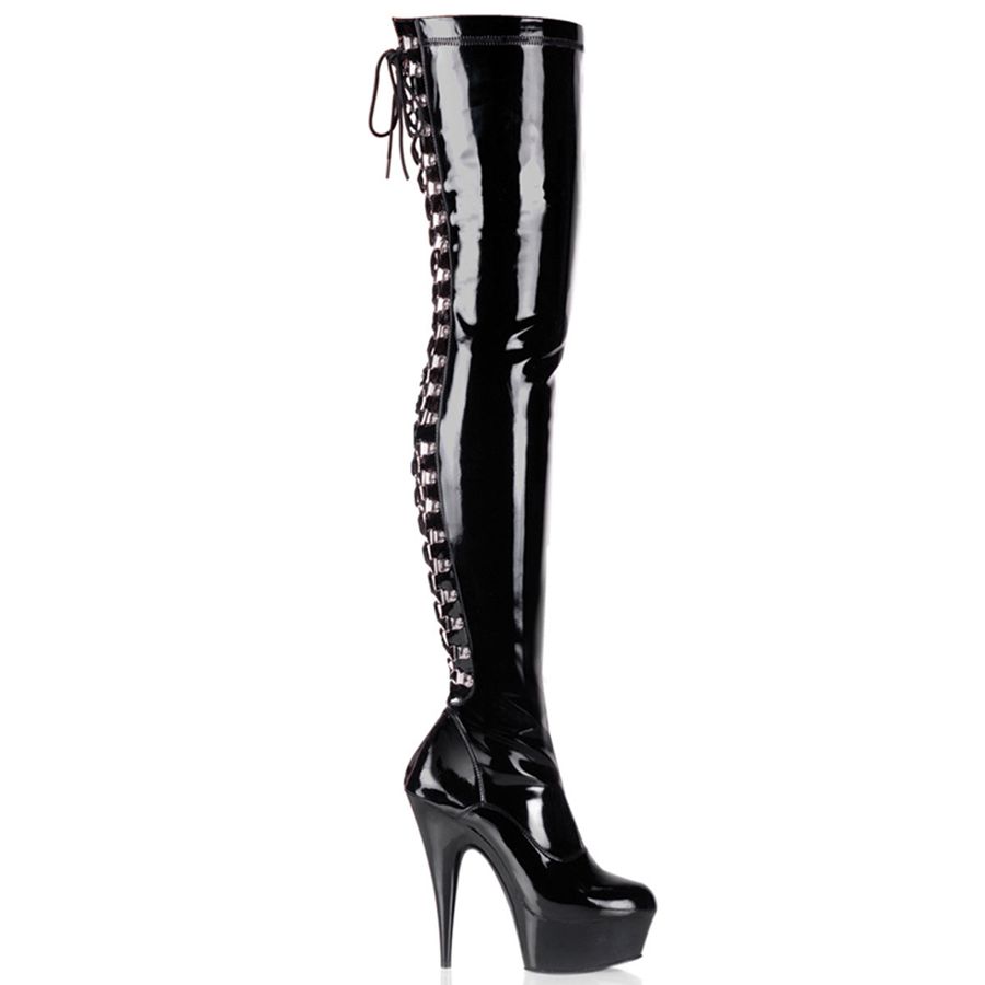 Women's Pleaser Delight-3063 Thigh High Boots Black | 428YECZIG