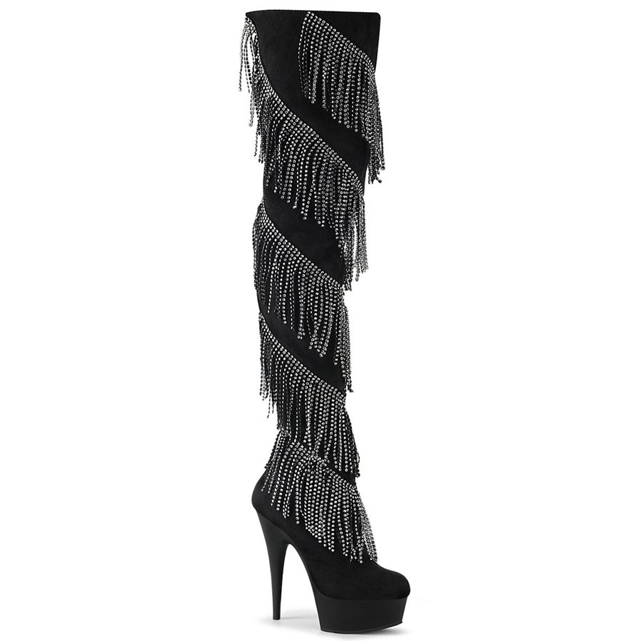 Women's Pleaser Delight-3065 Thigh High Boots Black | 613CYNZXH