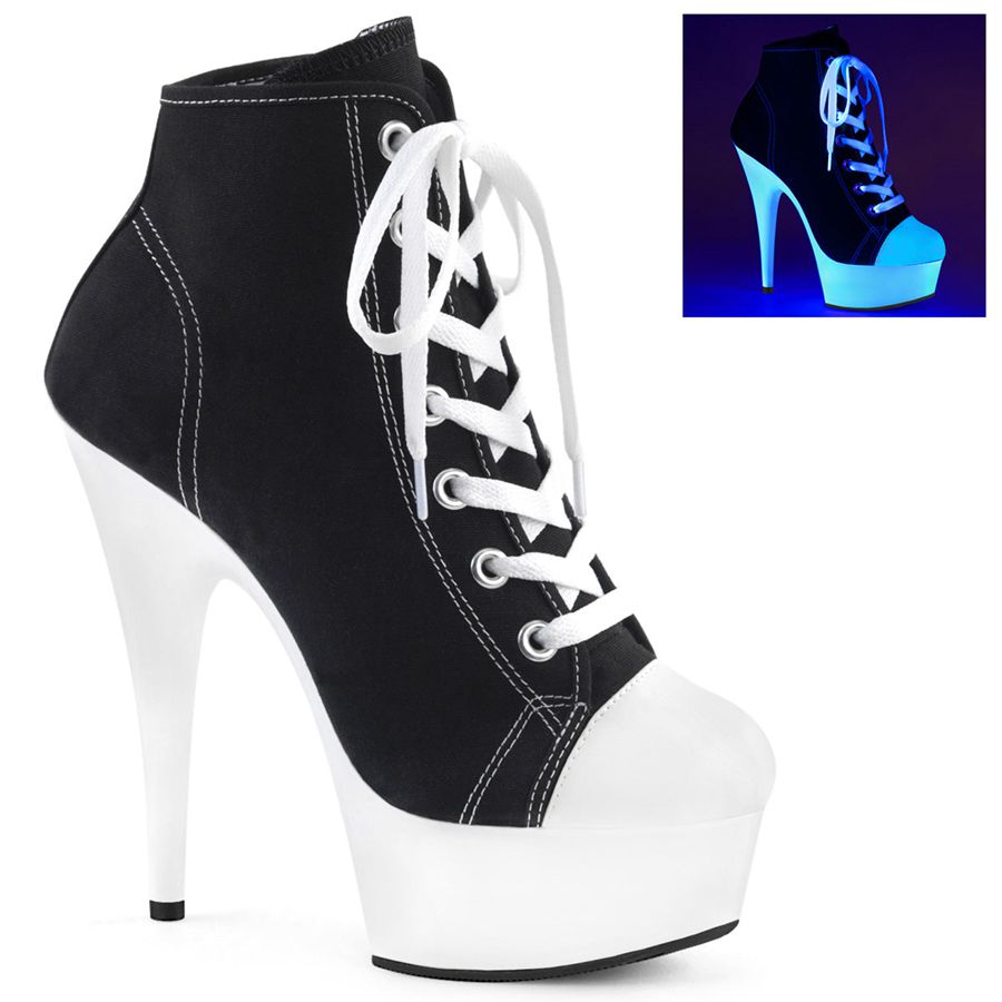 Women's Pleaser Delight-600SK-02 Ankle Boots Black White | 934JNMEYW