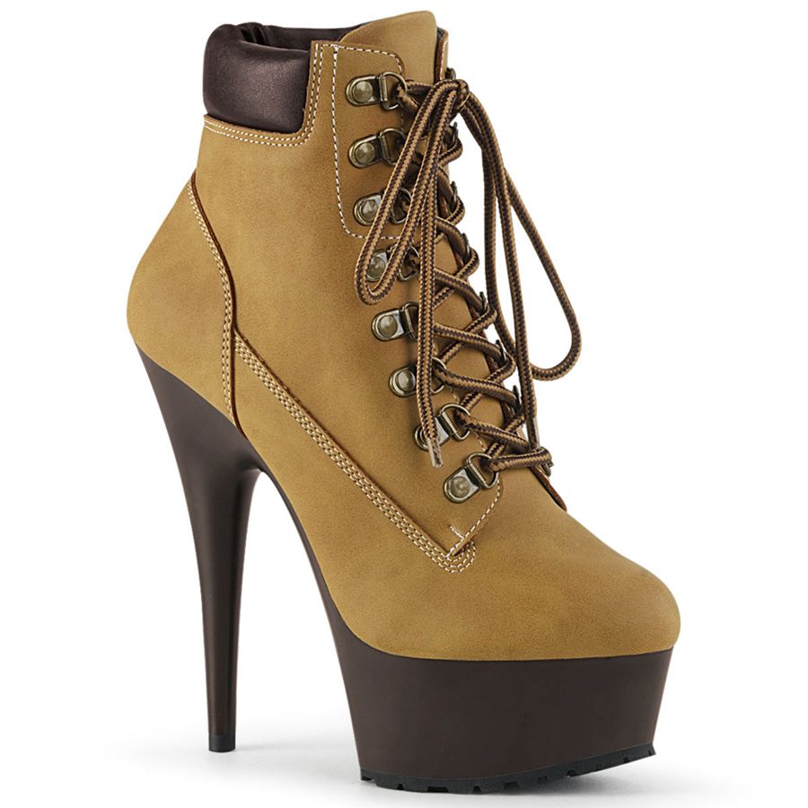 Women's Pleaser Delight-600TL-02 Ankle Boots Brown | 742WSYDCE