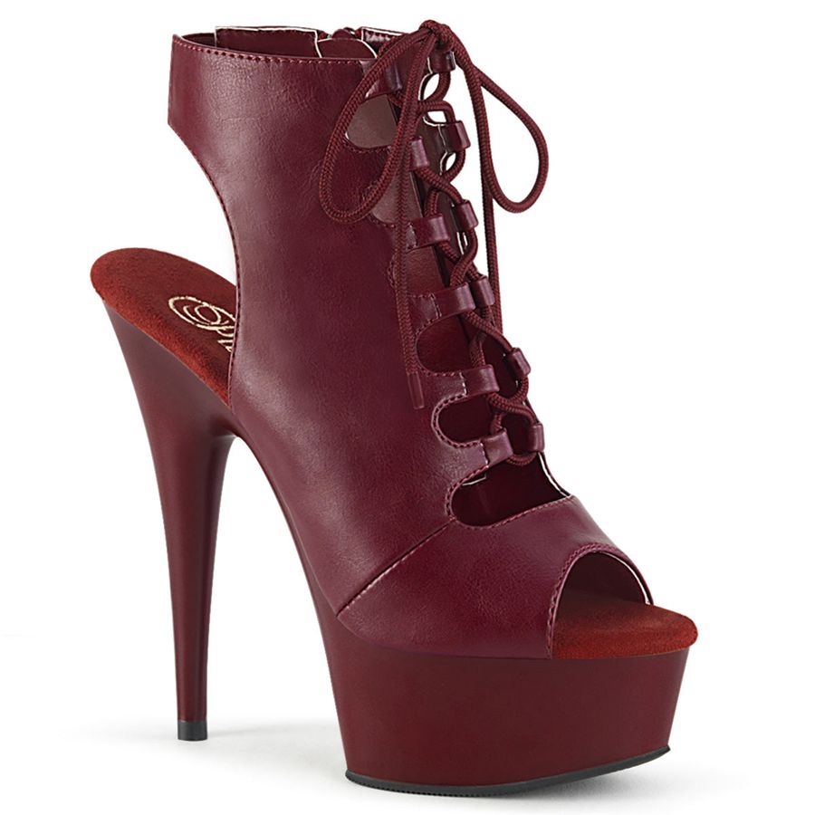 Women's Pleaser Delight-600-20 Ankle Boots Burgundy | 815WFMOLR