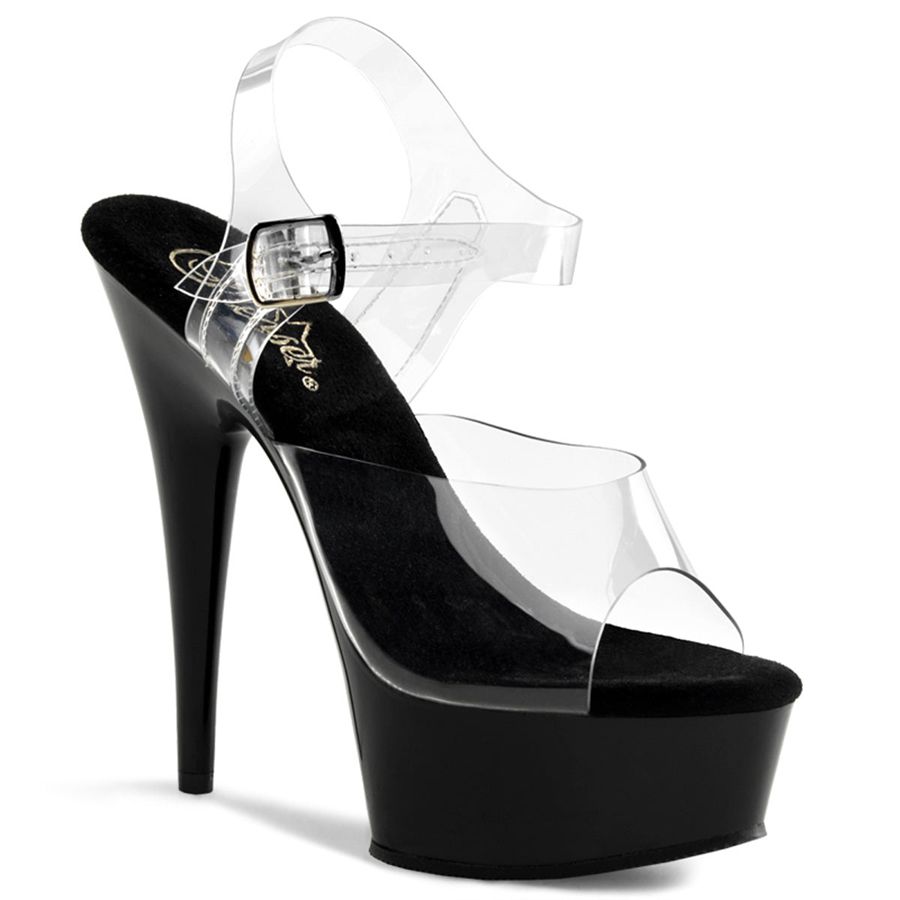 Women's Pleaser Delight-608 Ankle Strap Sandals Black | 759DZPHOB