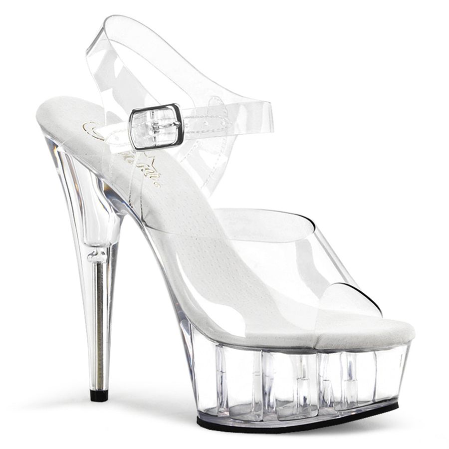 Women's Pleaser Delight-608 Ankle Strap Sandals Clear | 839GKBZLT