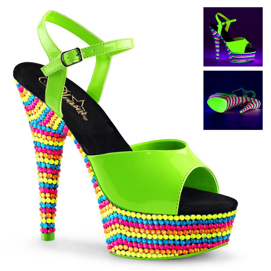 Women's Pleaser Delight-609RBS Ankle Strap Sandals Green | 618EZFOWY