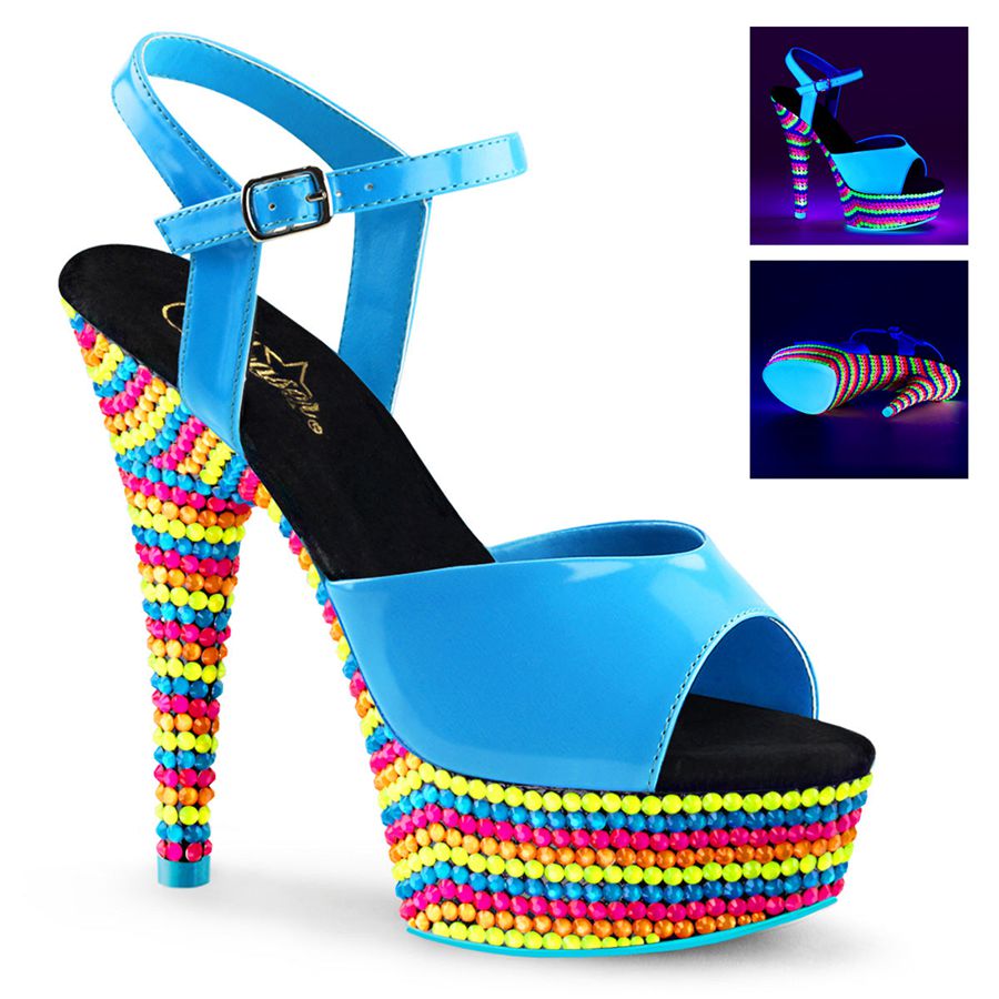 Women's Pleaser Delight-609RBS Ankle Strap Sandals Blue | 634RXZSEM