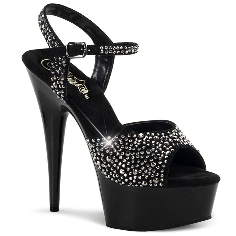 Women's Pleaser Delight-609RS Ankle Strap Sandals Black | 894UMFGPN