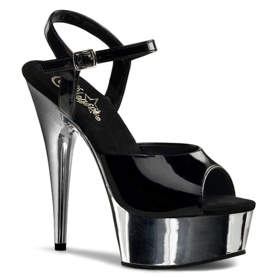 Women's Pleaser Delight-609 Ankle Strap Sandals Silver | 510DTEMQZ