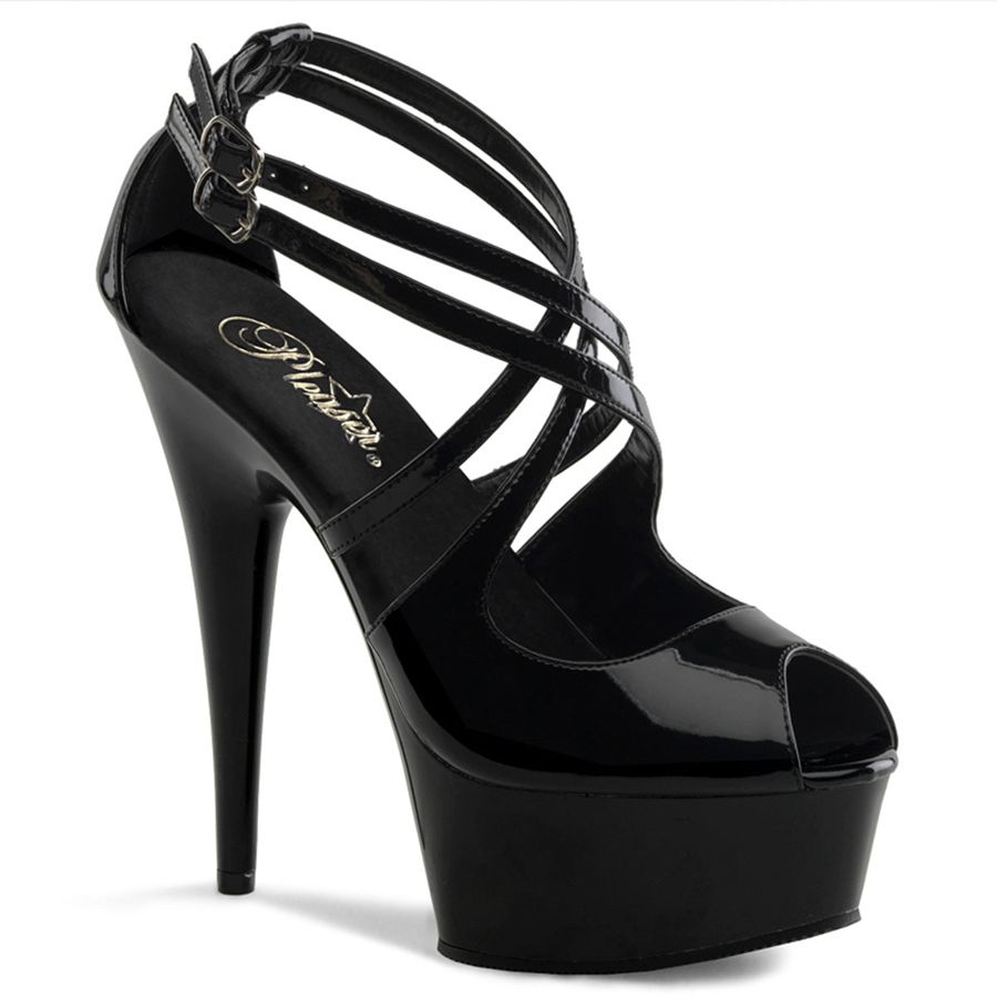 Women's Pleaser Delight-612 Ankle Strap Sandals Black | 317TVWNIR