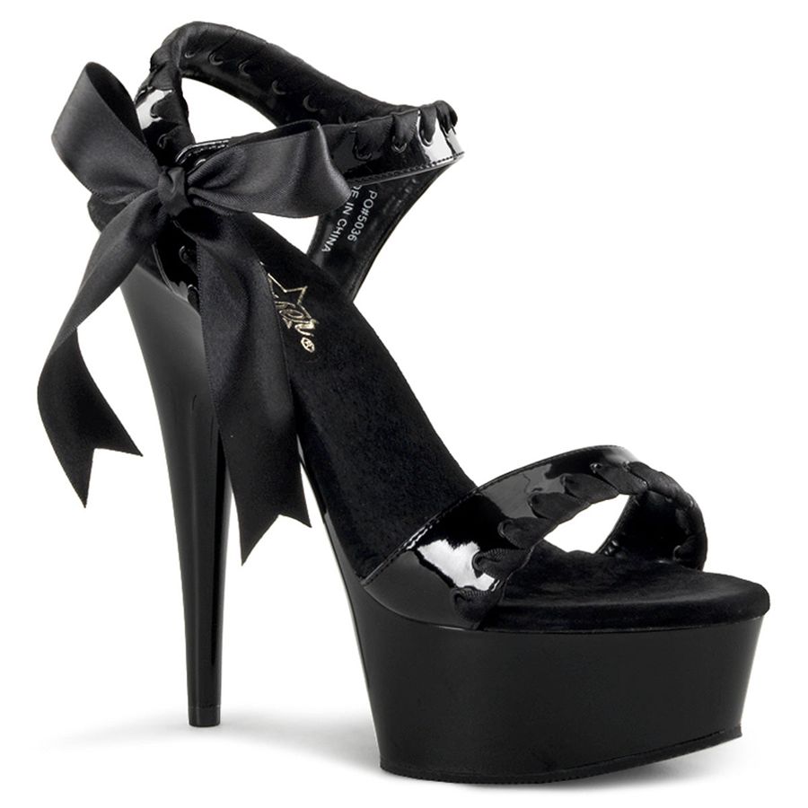 Women's Pleaser Delight-615 Ankle Strap Sandals Black | 912EBVLUA