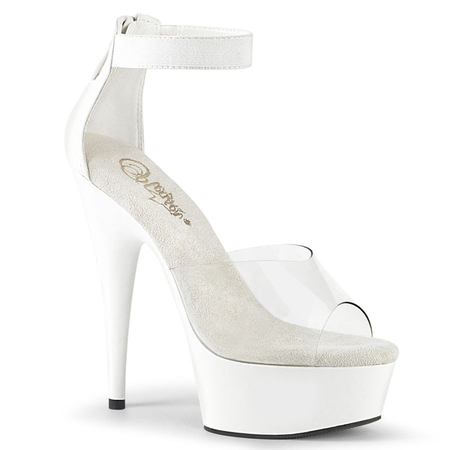 Women's Pleaser Delight-624 Ankle Strap Sandals White | 715MZUXPQ