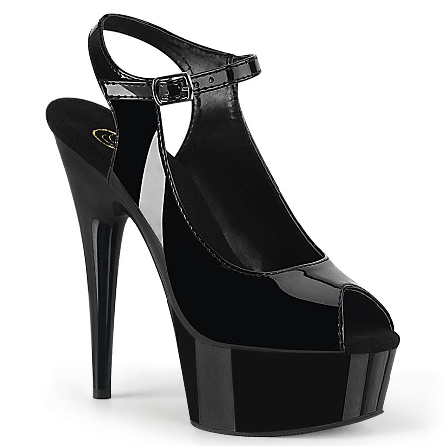 Women's Pleaser Delight-655 Ankle Strap Sandals Black | 716SMJDAL