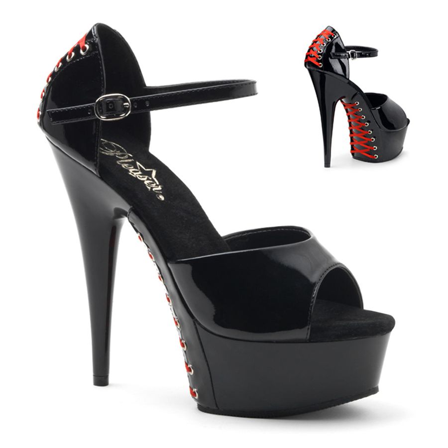 Women's Pleaser Delight-660FH Platform Sandals Black | 360GUKZAQ