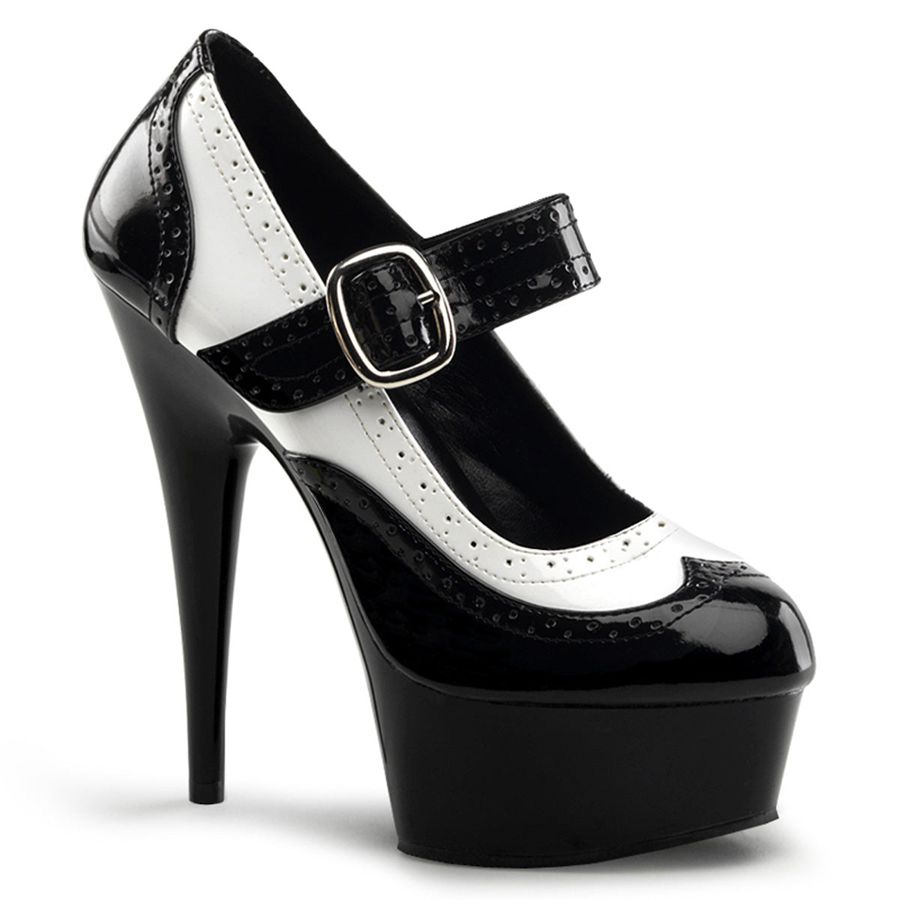 Women's Pleaser Delight-688 Pumps White Black | 189YTGAWC