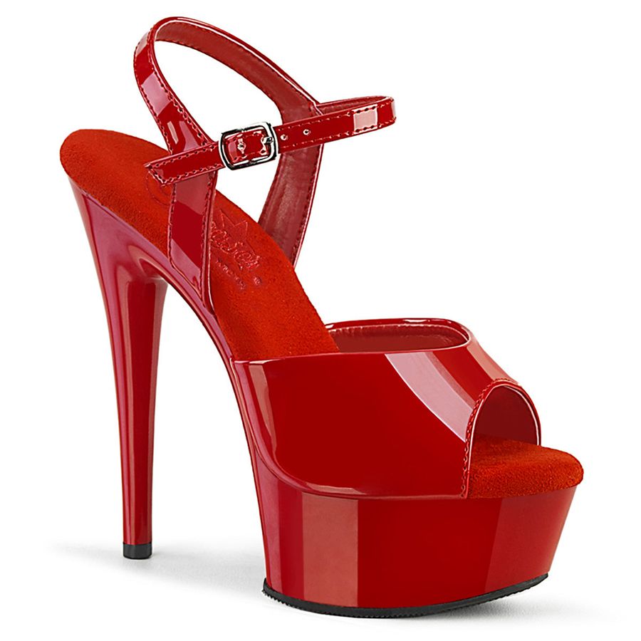 Women's Pleaser Excite-609 Ankle Strap Sandals Red | 157LSJFIT