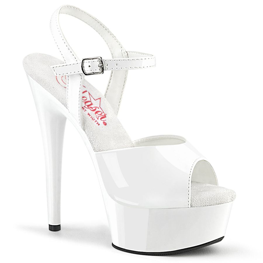 Women's Pleaser Excite-609 Ankle Strap Sandals White | 189JWTLEQ