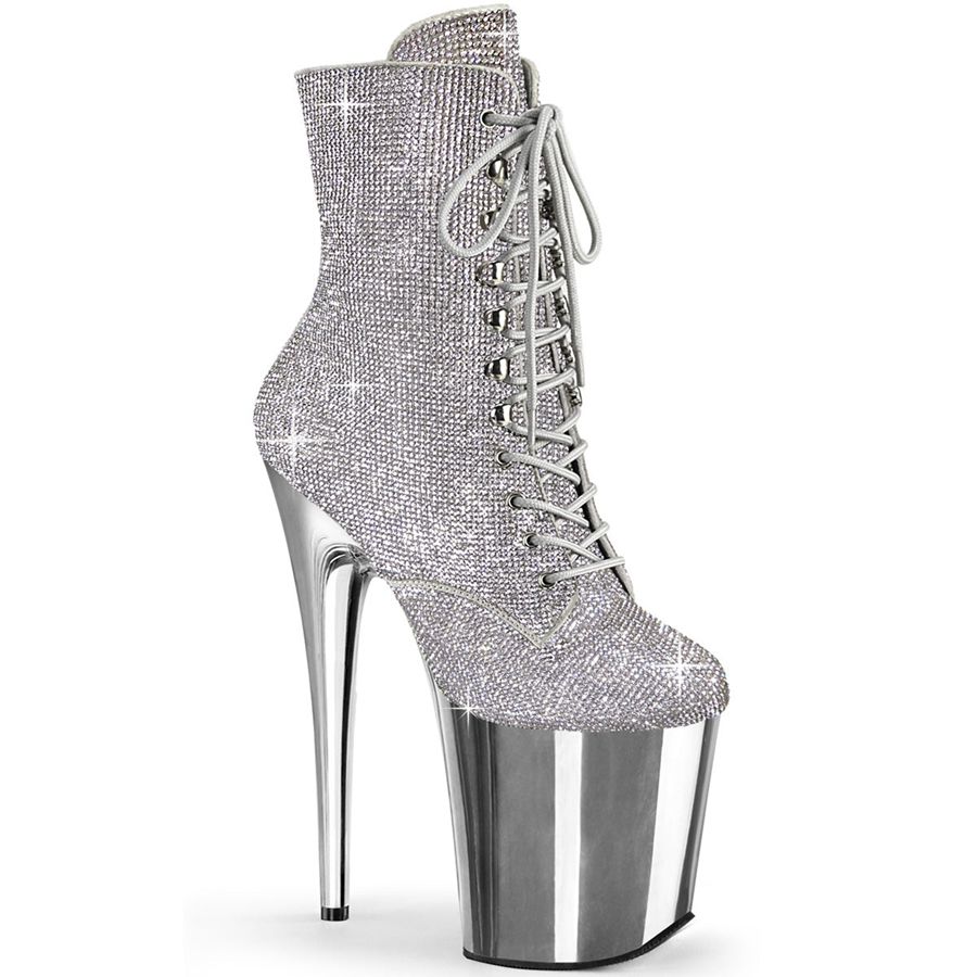 Women's Pleaser Flamingo-1020CHRS Ankle Boots Silver | 801CGORUP