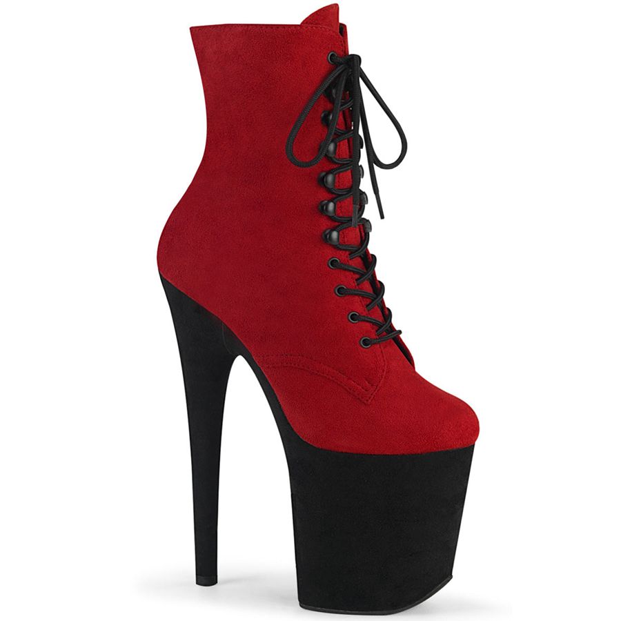 Women's Pleaser Flamingo-1020FSTT Ankle Boots Black Red | 095MBQNLE