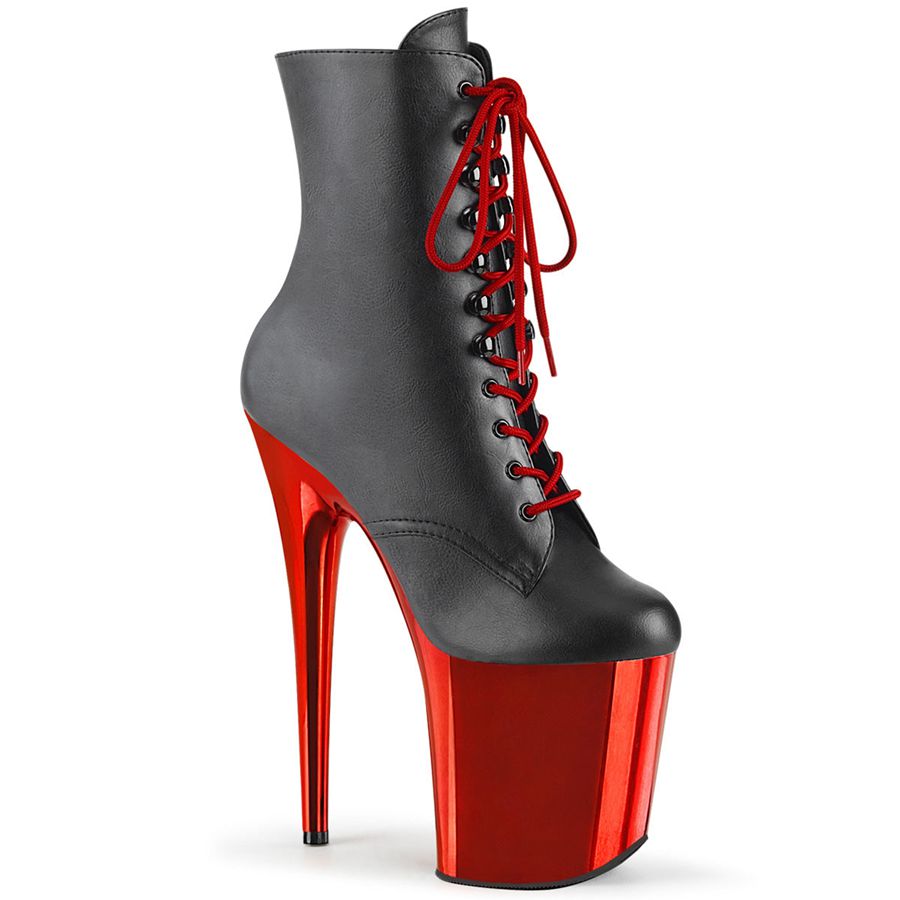 Women's Pleaser Flamingo-1020 Ankle Boots Black Red | 392JVIZCP