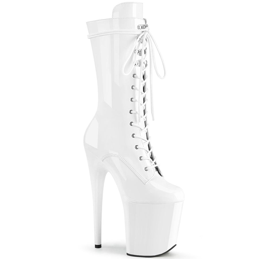 Women's Pleaser Flamingo-1050 Mid-Calf Boots White | 697INOEXY