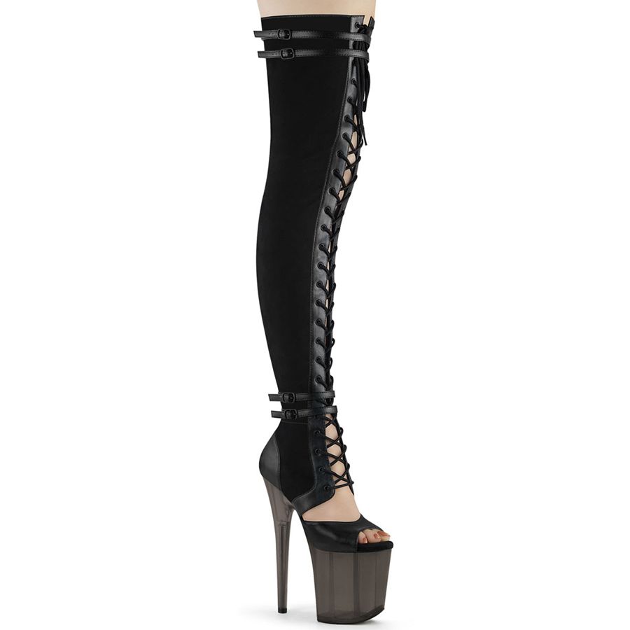 Women's Pleaser Flamingo-3027 Thigh High Boots Black | 673CHFBZJ