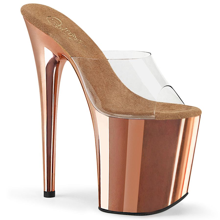 Women's Pleaser Flamingo-801 Platform Sandals Rose Gold | 071YWBHPE