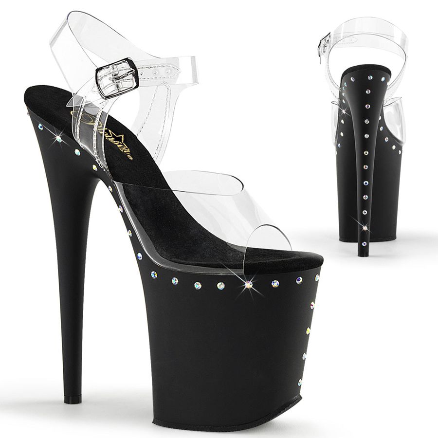 Women's Pleaser Flamingo-808ABLS Ankle Strap Sandals Black | 267OFAPUZ