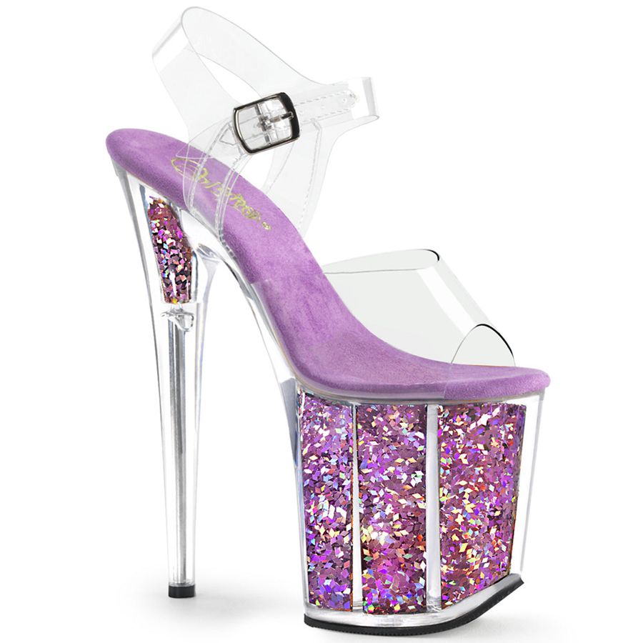 Women's Pleaser Flamingo-808GF Ankle Strap Sandals Purple | 237FIENYH