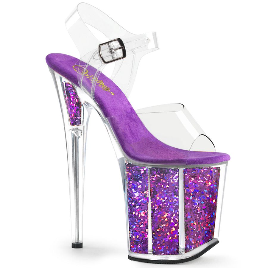 Women's Pleaser Flamingo-808GF Ankle Strap Sandals Purple | 639YOTDGC