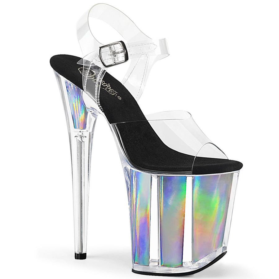 Women's Pleaser Flamingo-808HGI Ankle Strap Sandals Silver | 736QKVBUA