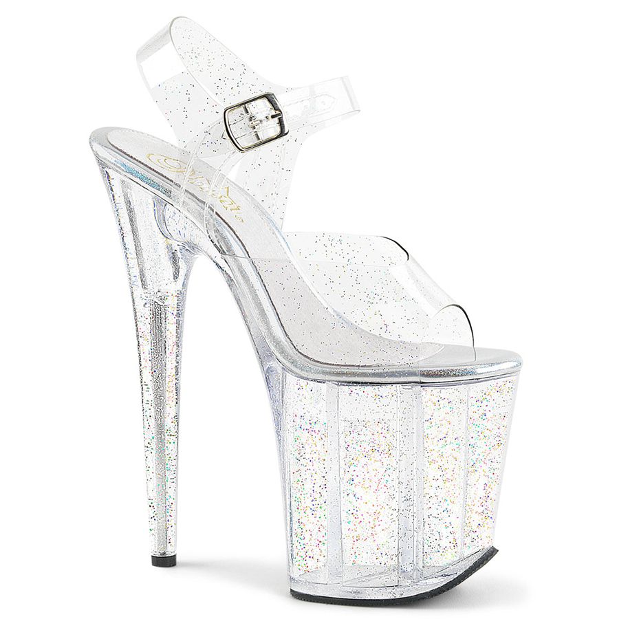 Women's Pleaser Flamingo-808MMG Ankle Strap Sandals Clear | 250ZOJBDF