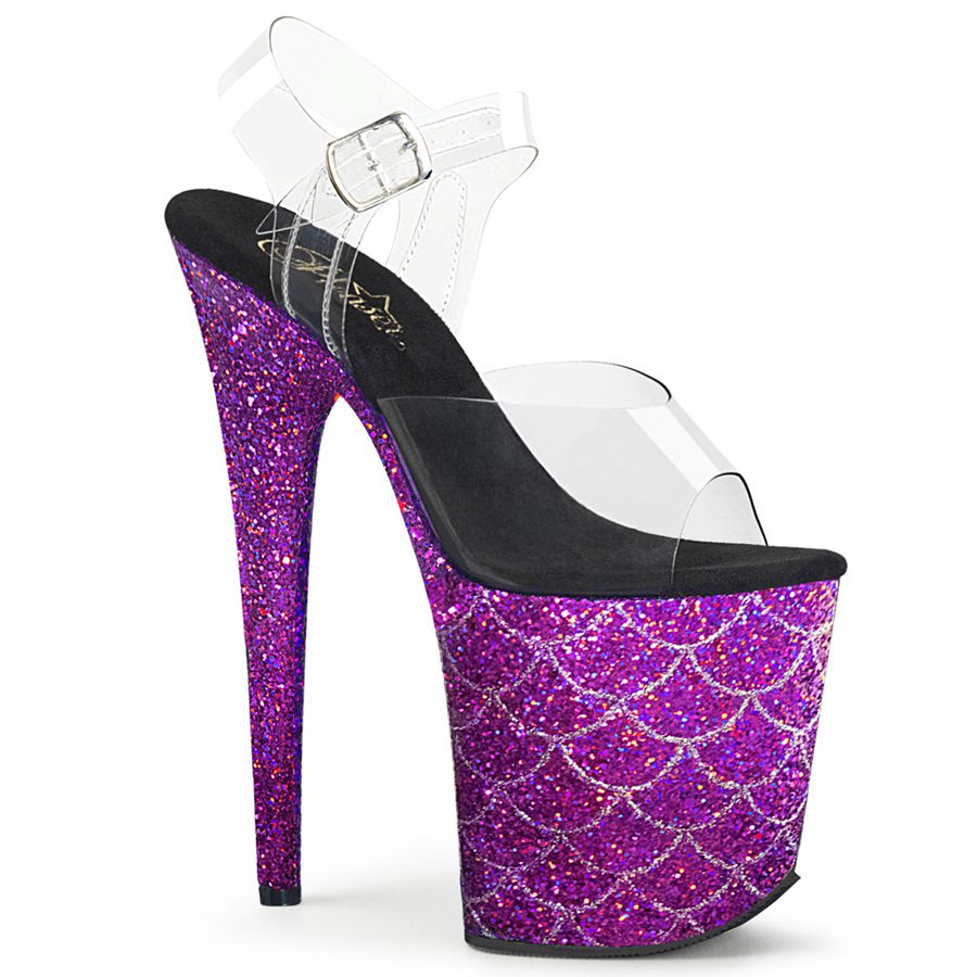 Women's Pleaser Flamingo-808MSLG Ankle Strap Sandals Purple | 309YWTMLA