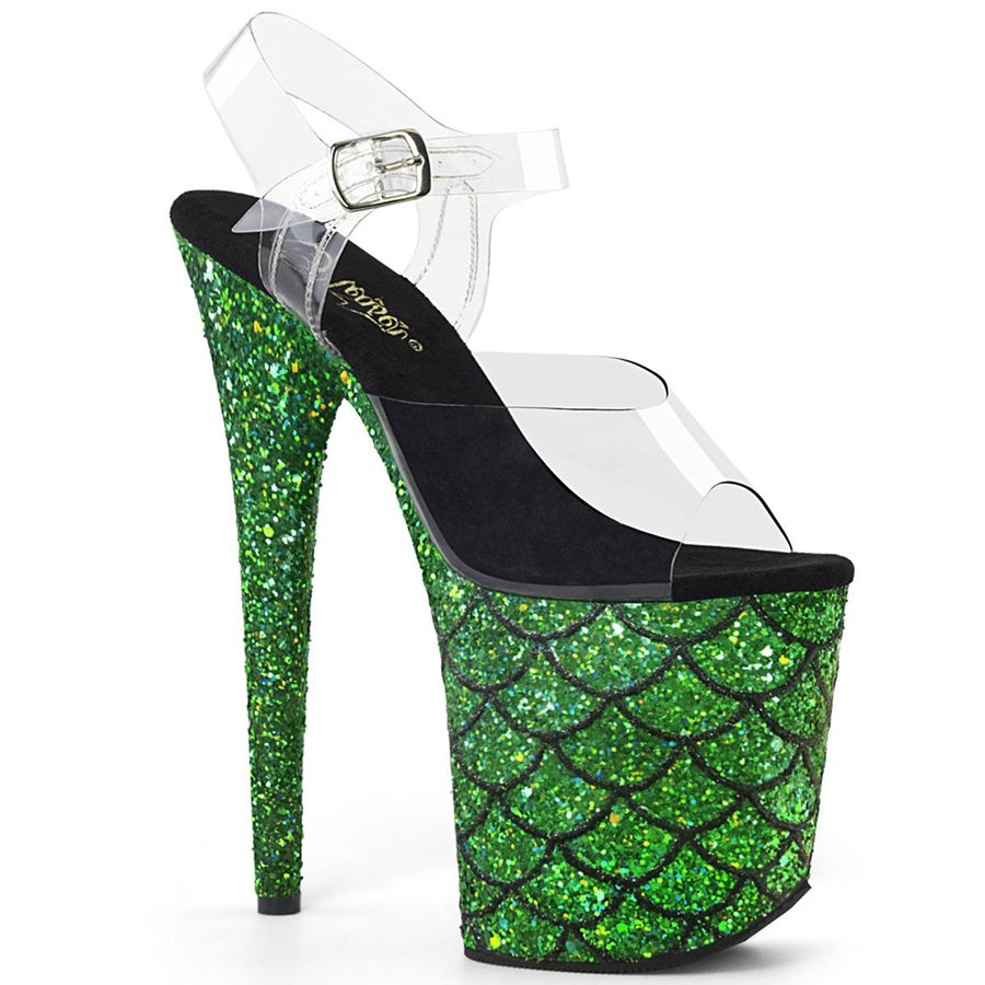 Women's Pleaser Flamingo-808MSLG Ankle Strap Sandals Green | 640ZPJFAG