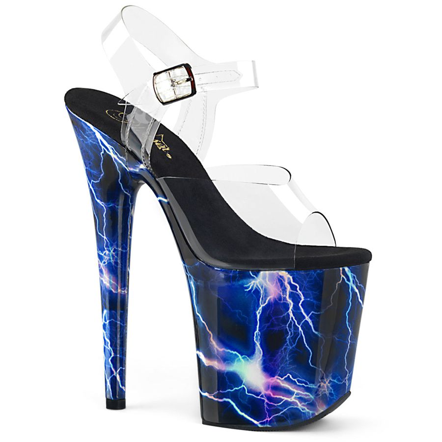 Women's Pleaser Flamingo-808STORM Ankle Strap Sandals Blue | 380HUTZGA